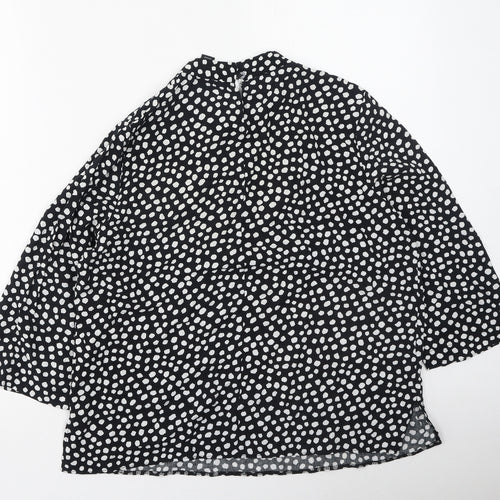 Primark  Womens Multicoloured Polka Dot Viscose Basic Blouse Size 14 High Neck