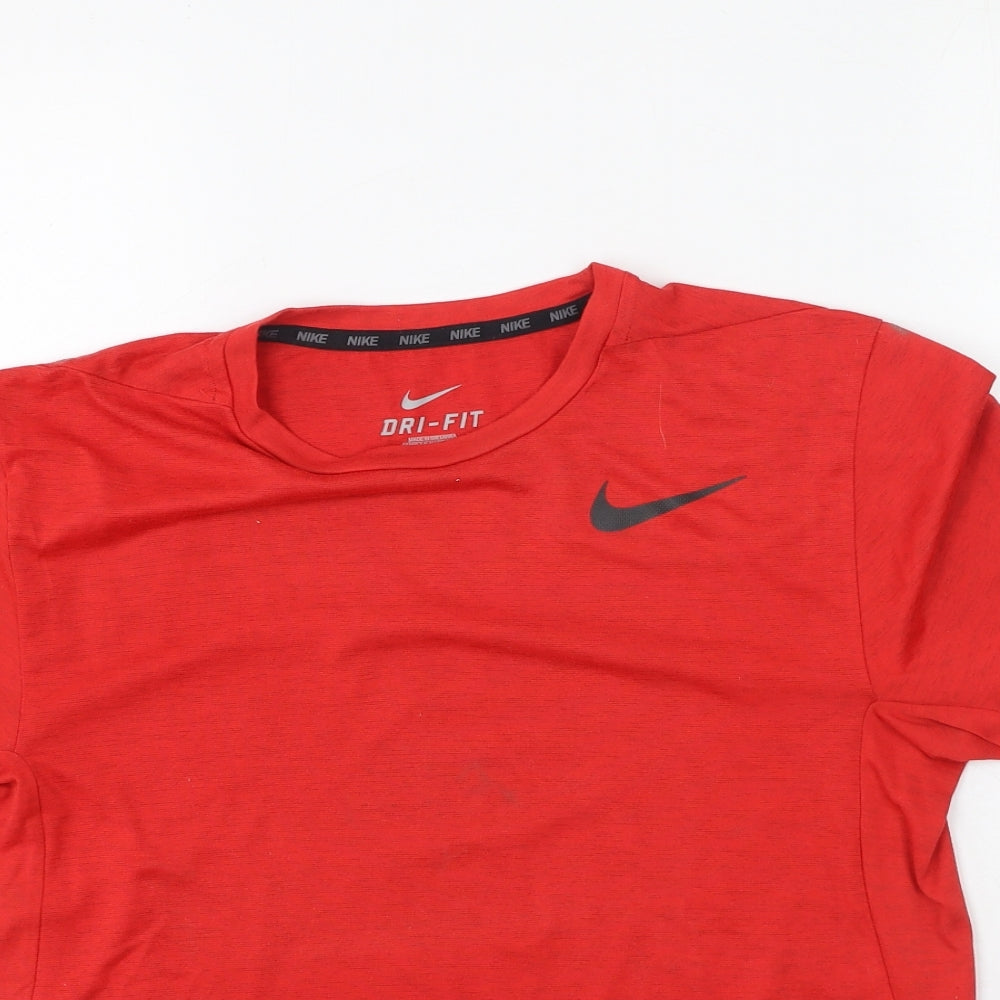 Nike  Mens Red  Polyester  T-Shirt Size S Round Neck