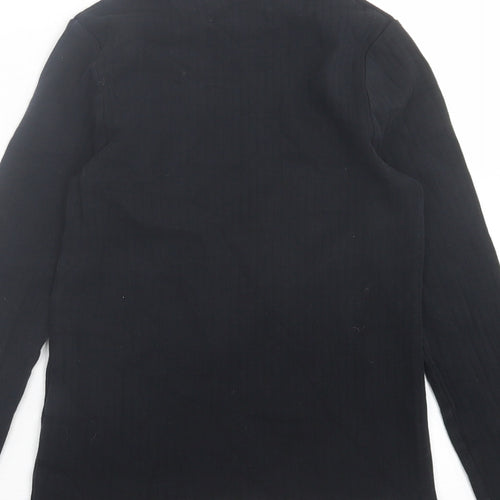 Marks and Spencer Girls Black  Cotton Basic Casual Size 9-10 Years Roll Neck Pullover
