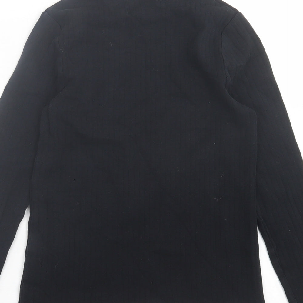 Marks and Spencer Girls Black  Cotton Basic Casual Size 9-10 Years Roll Neck Pullover