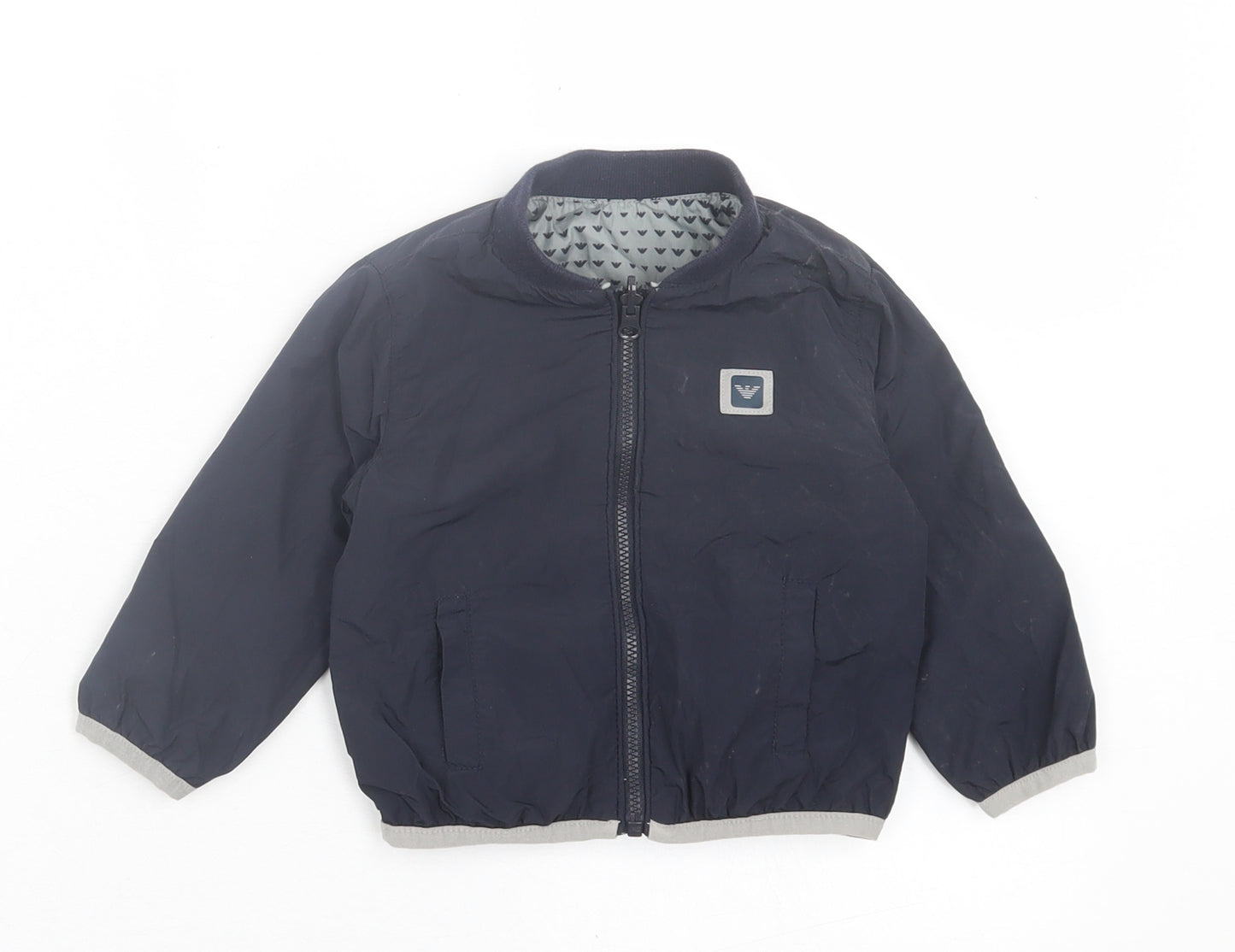 ARMANI Boys Blue   Jacket  Size 6-9 Months   Zip - Reversible