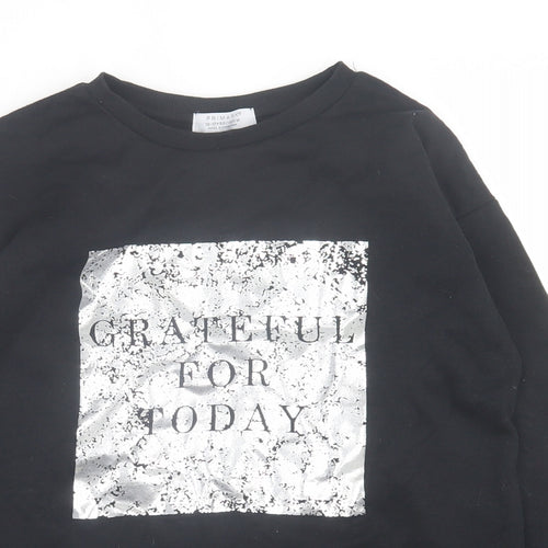 Primark Girls Black  Cotton Pullover Sweatshirt Size 12-13 Years  Pullover