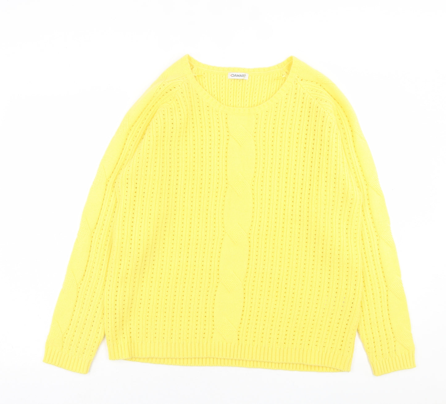 Damart Womens Yellow Crew Neck  Acrylic Pullover Jumper Size 18
