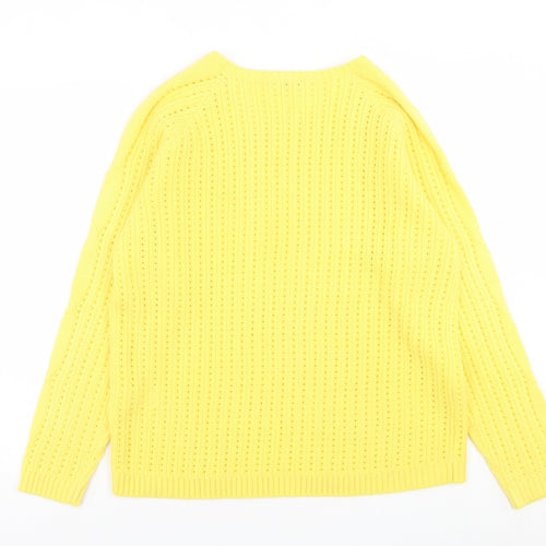 Damart Womens Yellow Crew Neck  Acrylic Pullover Jumper Size 18