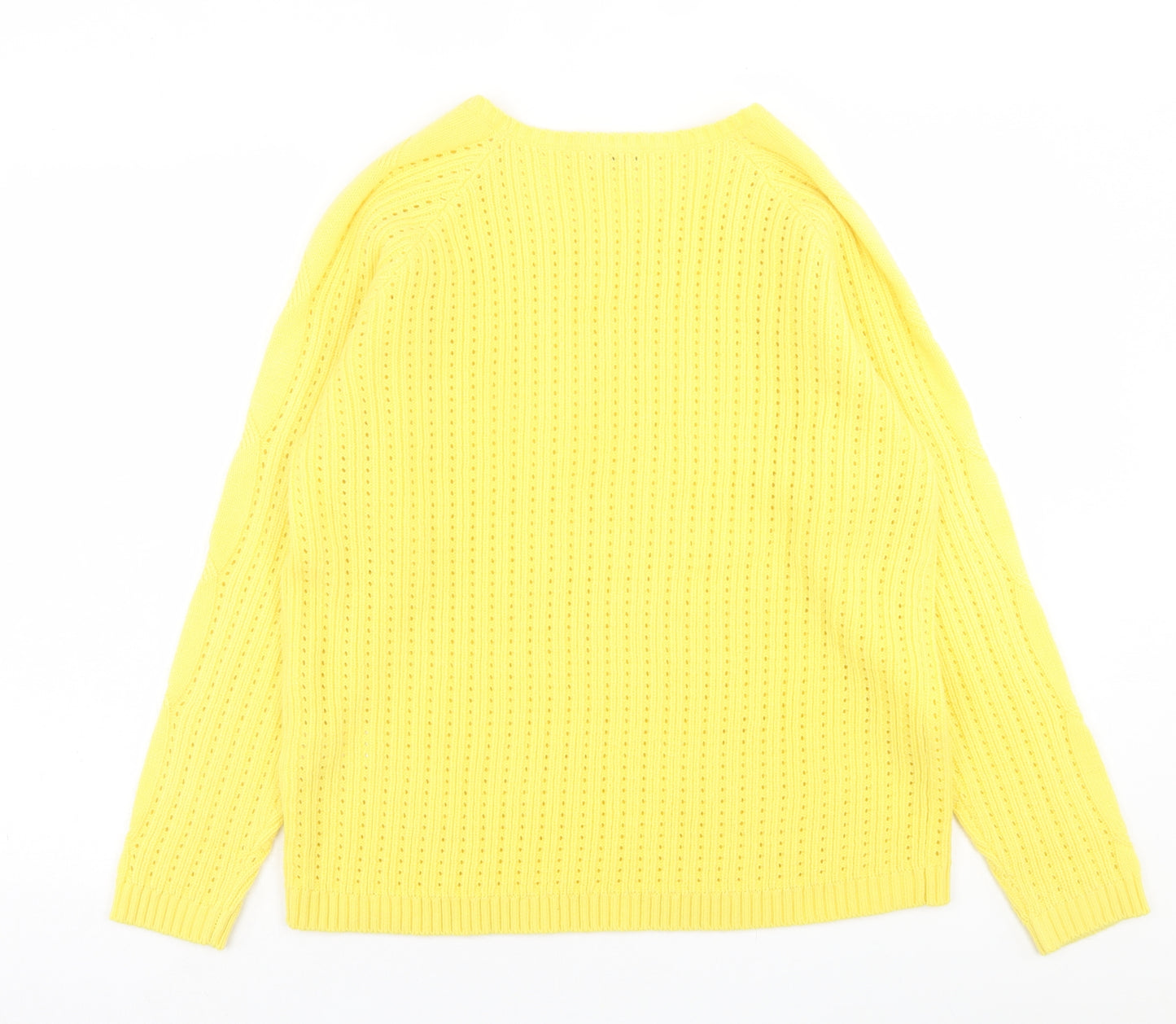 Damart Womens Yellow Crew Neck  Acrylic Pullover Jumper Size 18