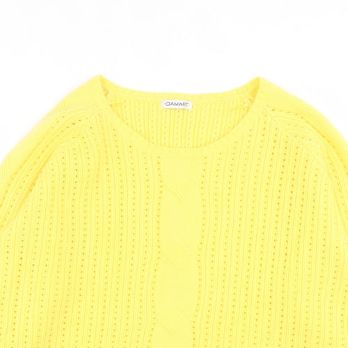 Damart Womens Yellow Crew Neck  Acrylic Pullover Jumper Size 18