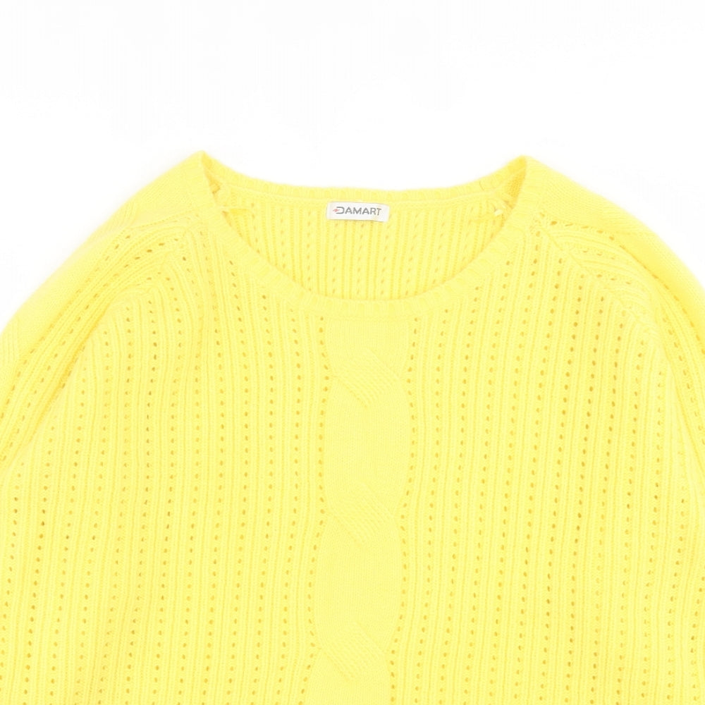 Damart Womens Yellow Crew Neck  Acrylic Pullover Jumper Size 18