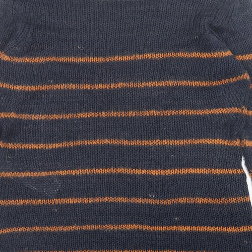 VERO MODA Womens Blue Crew Neck Striped Acrylic Pullover Jumper Size S