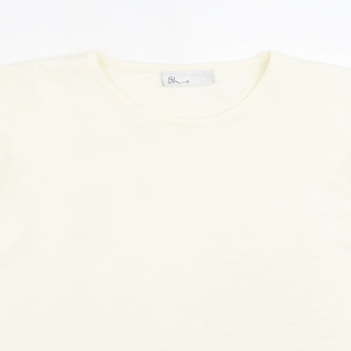BHS Womens Ivory  Acrylic Basic T-Shirt Size 14 Crew Neck