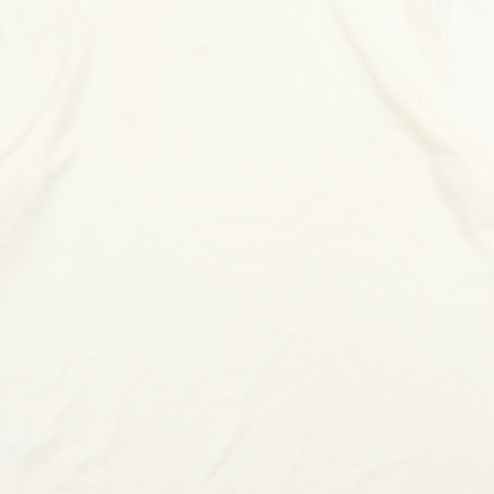 BHS Womens Ivory  Acrylic Basic T-Shirt Size 14 Crew Neck