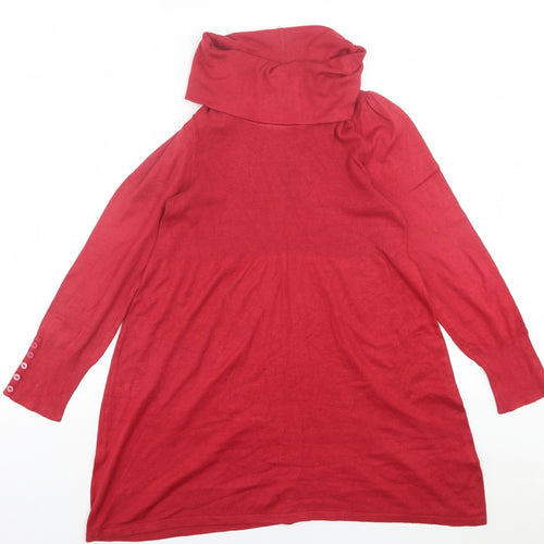 George Womens Red  Viscose Jumper Dress  Size 16  Roll Neck Pullover