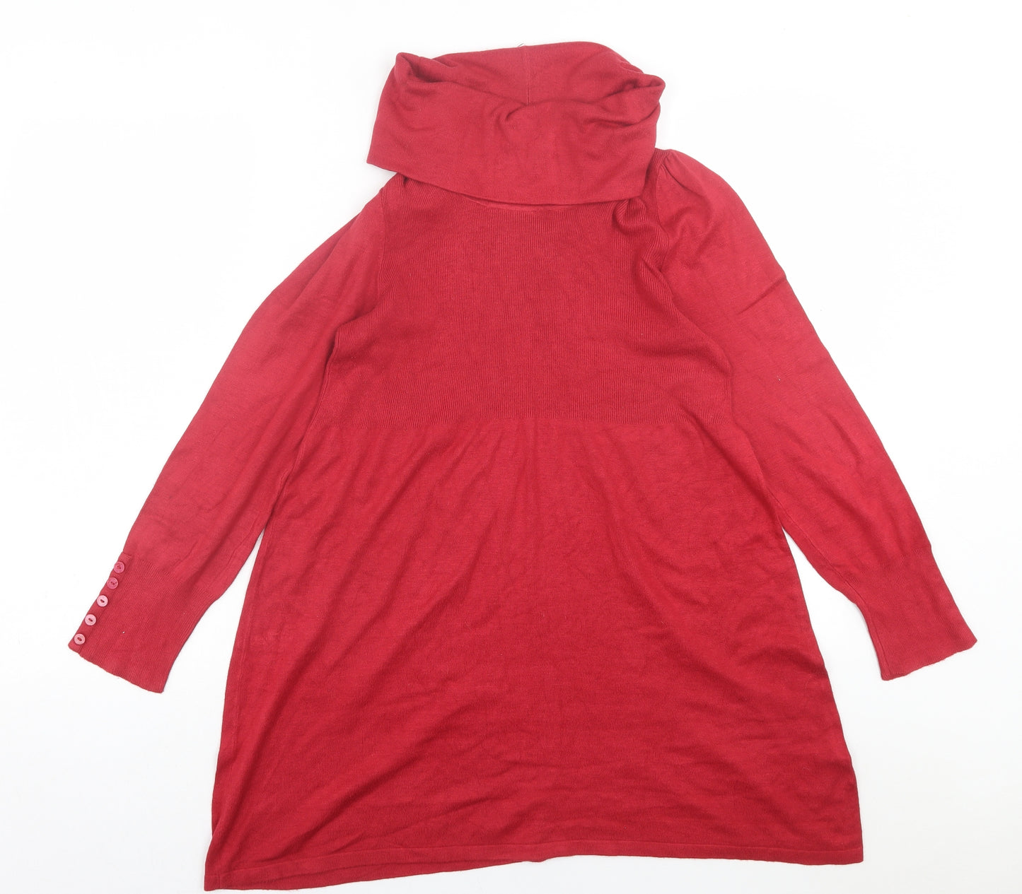 George Womens Red  Viscose Jumper Dress  Size 16  Roll Neck Pullover