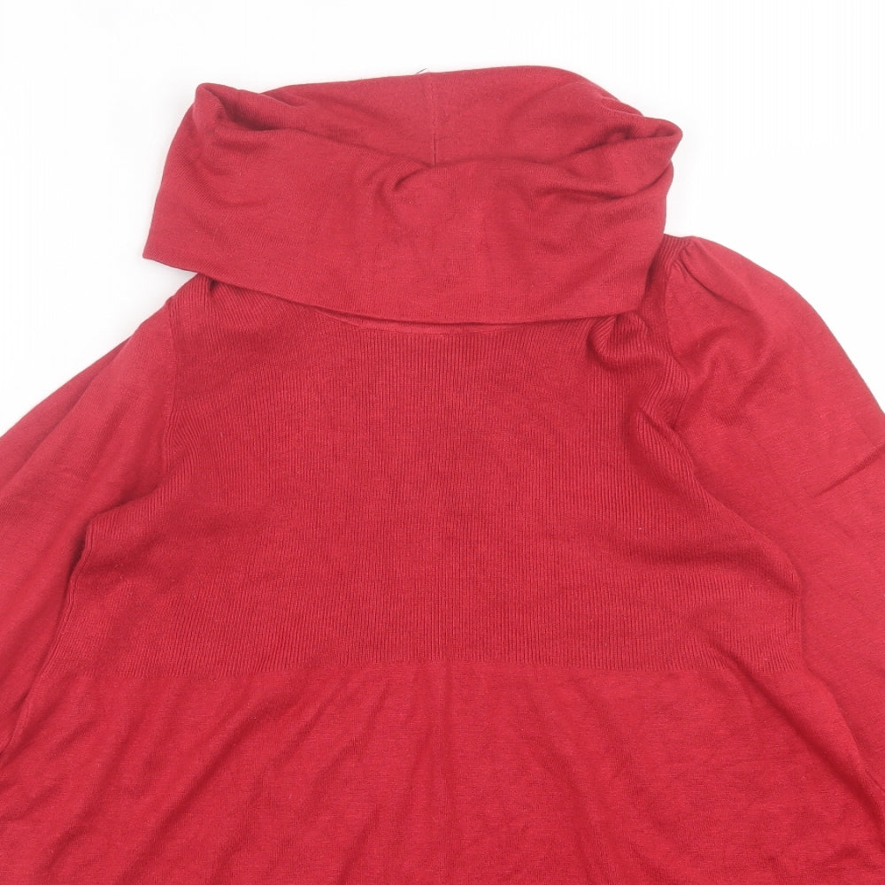 George Womens Red  Viscose Jumper Dress  Size 16  Roll Neck Pullover