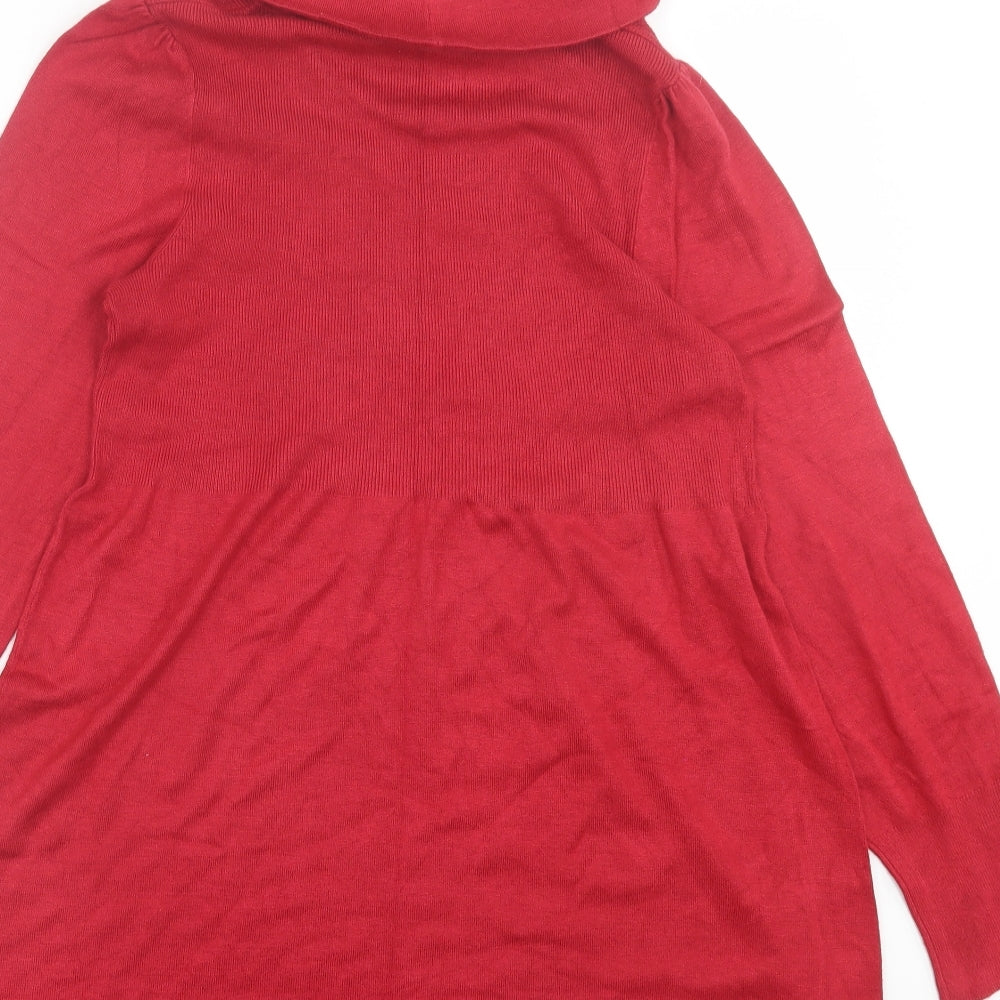 George Womens Red  Viscose Jumper Dress  Size 16  Roll Neck Pullover