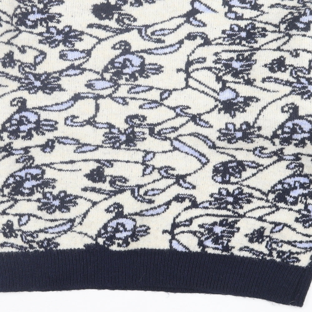 Primark Womens Blue Crew Neck Geometric Acrylic Pullover Jumper Size M