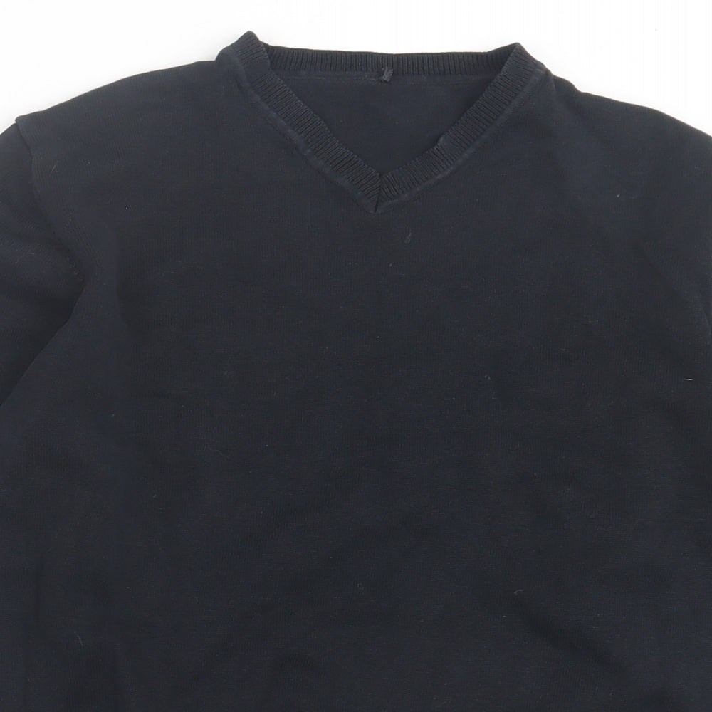 George Boys Black V-Neck  Cotton Pullover Jumper Size 13-14 Years  Pullover - School Wear