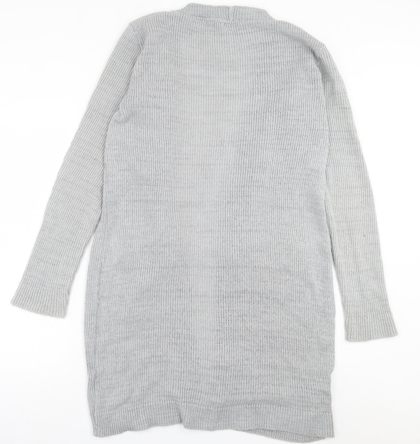 Boohoo Womens Grey V-Neck  Acrylic Cardigan Jumper Size 14