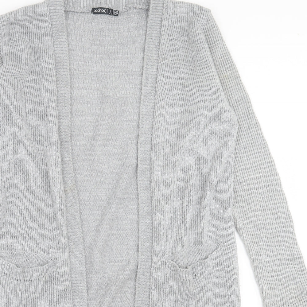 Boohoo Womens Grey V-Neck  Acrylic Cardigan Jumper Size 14