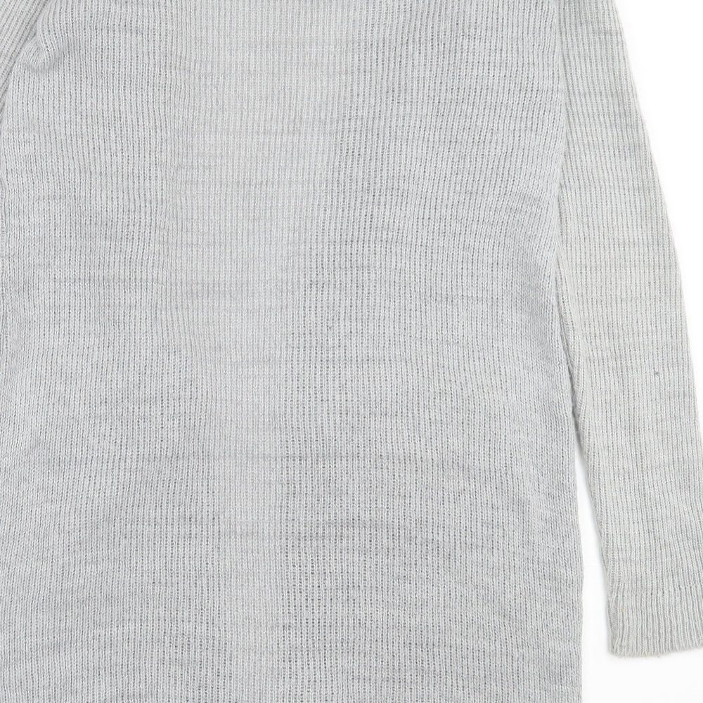 Boohoo Womens Grey V-Neck  Acrylic Cardigan Jumper Size 14
