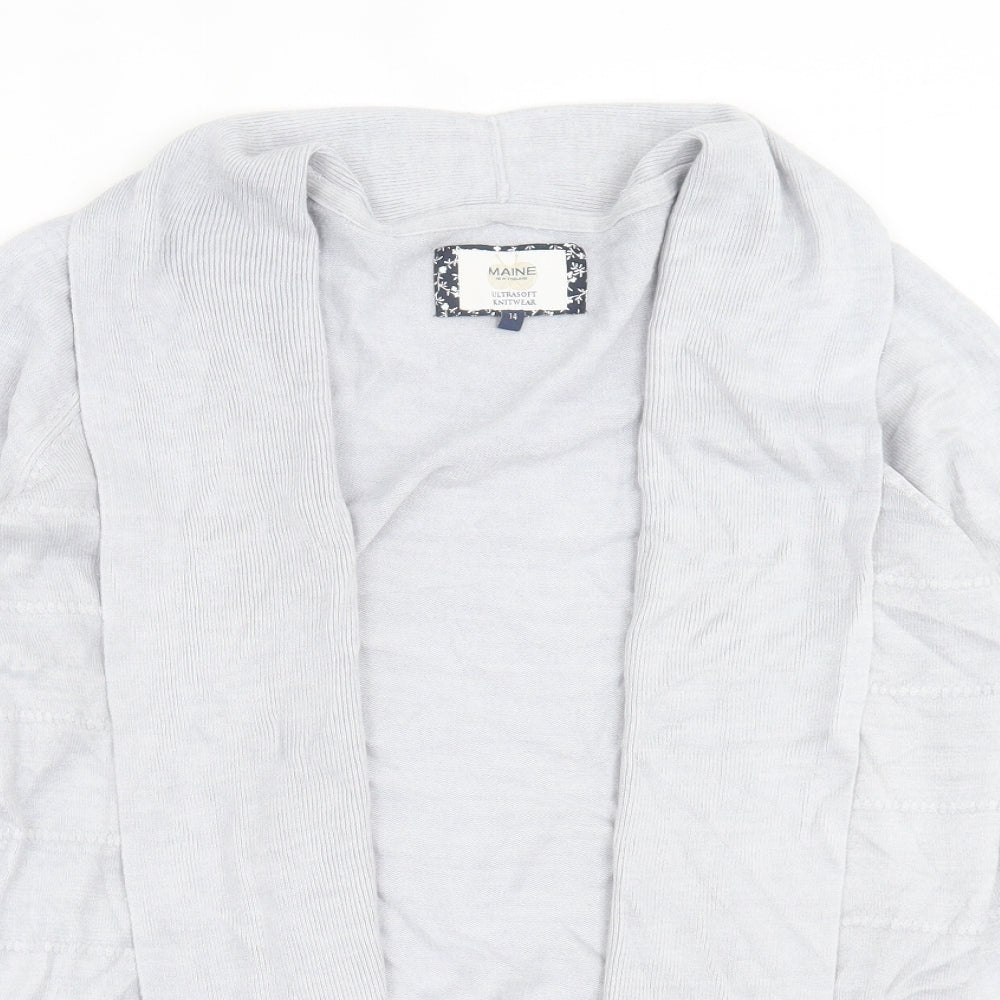 Maine Womens Grey V-Neck  Cotton Cardigan Jumper Size 14