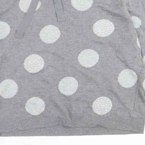 oai Womens Grey Crew Neck Polka Dot Viscose Pullover Jumper Size M