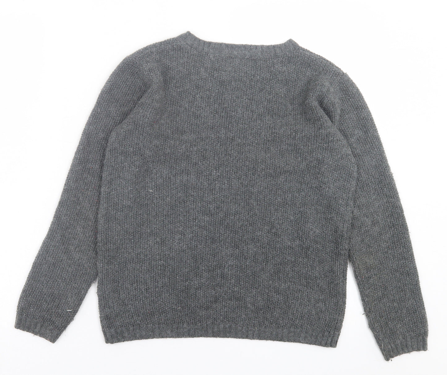 Primark Girls Grey Crew Neck Floral Acrylic Pullover Jumper Size 12-13 Years  Pullover