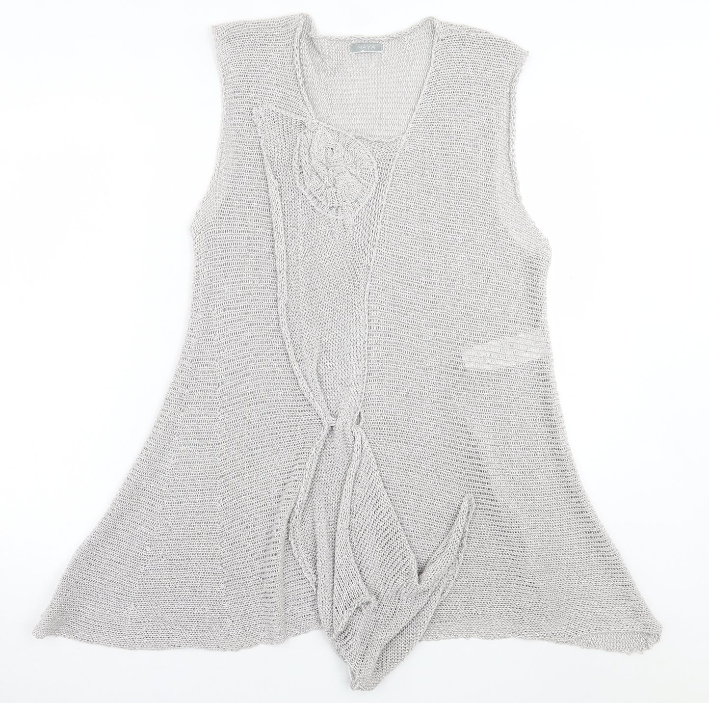 Naya Womens Grey  Cotton A-Line  Size L  Scoop Neck Pullover