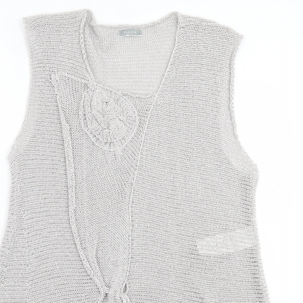 Naya Womens Grey  Cotton A-Line  Size L  Scoop Neck Pullover