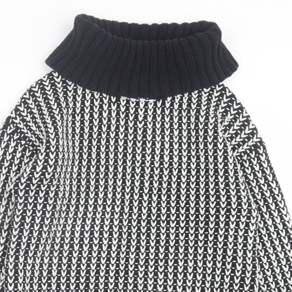 Evans Womens Black Roll Neck Geometric Acrylic Pullover Jumper Size 8