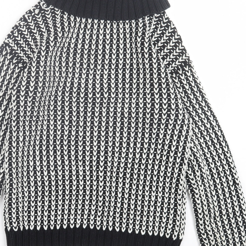 Evans Womens Black Roll Neck Geometric Acrylic Pullover Jumper Size 8