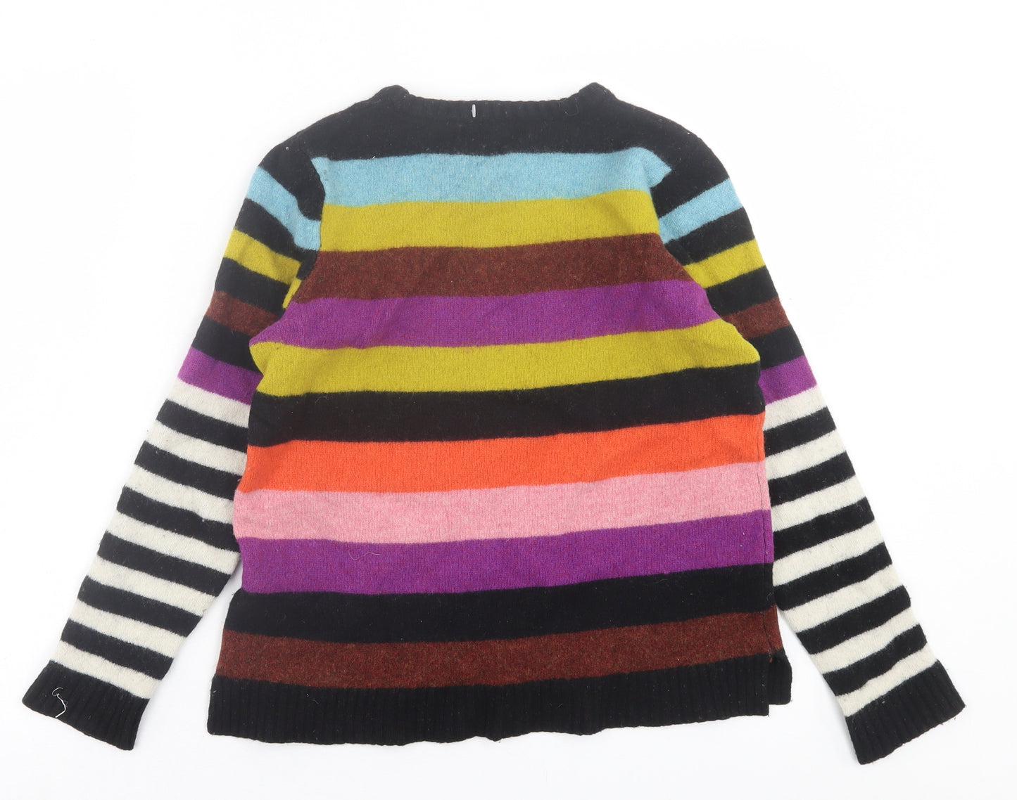Clements Ribeiro Womens Multicoloured Crew Neck Striped Wool Pullover Jumper Size 14