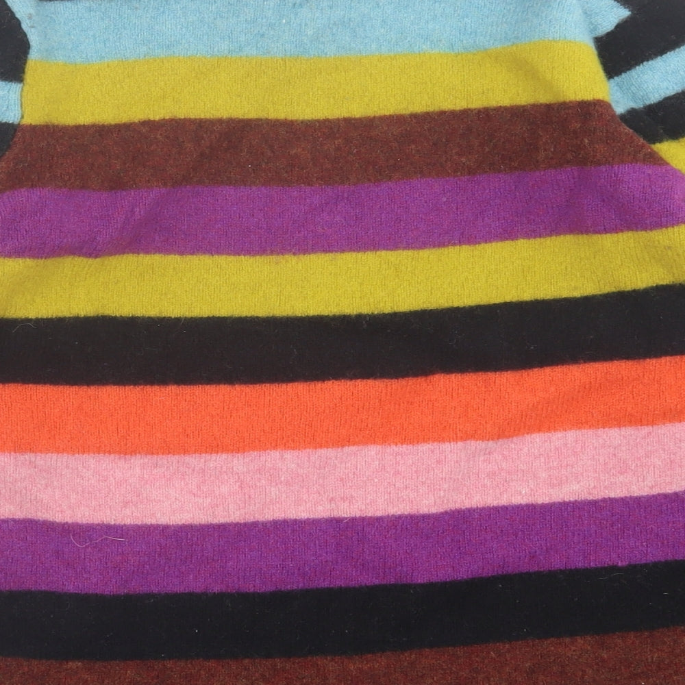 Clements Ribeiro Womens Multicoloured Crew Neck Striped Wool Pullover Jumper Size 14