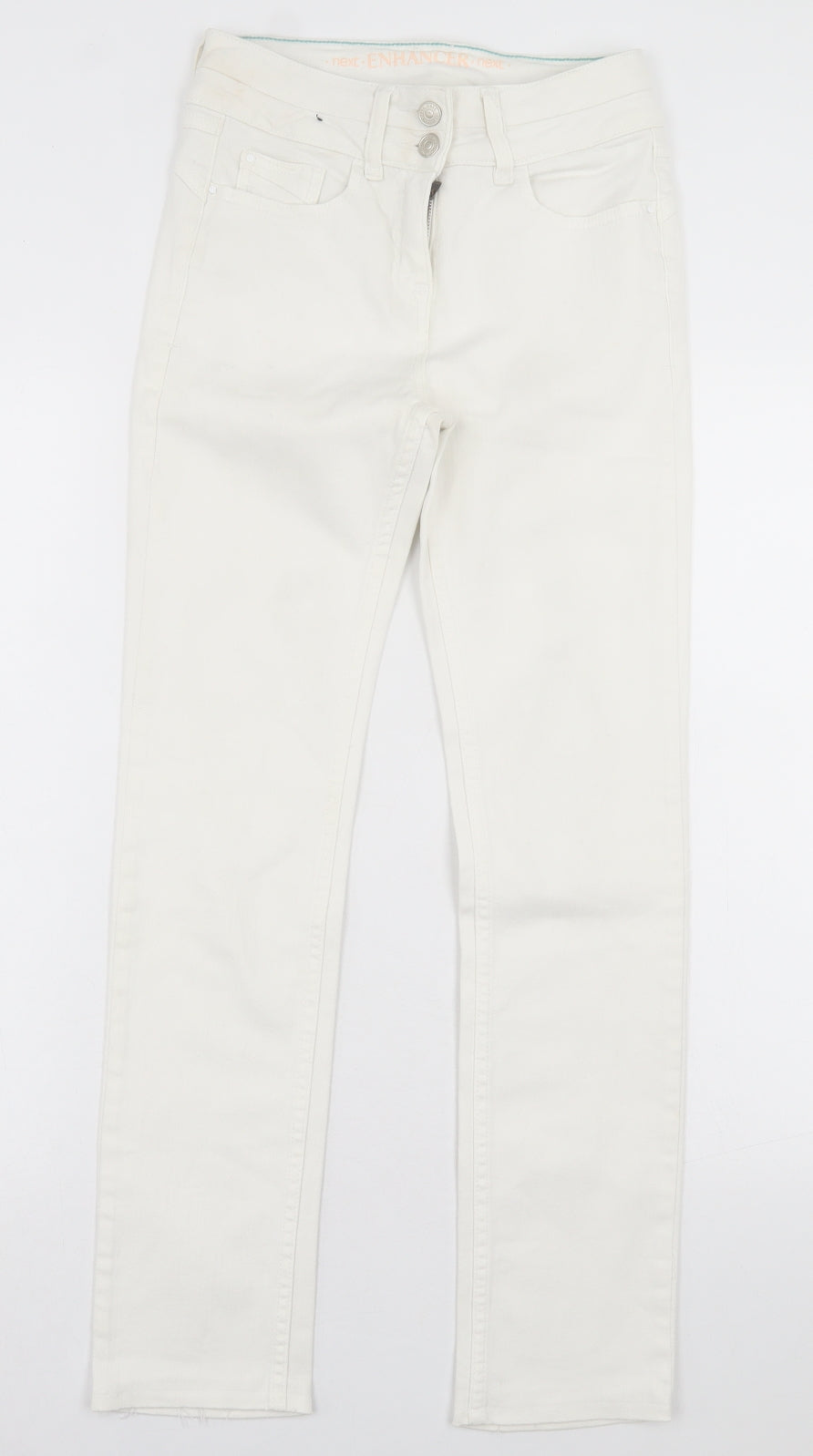 NEXT Womens White  Cotton Straight Jeans Size 6 L28 in Regular Button