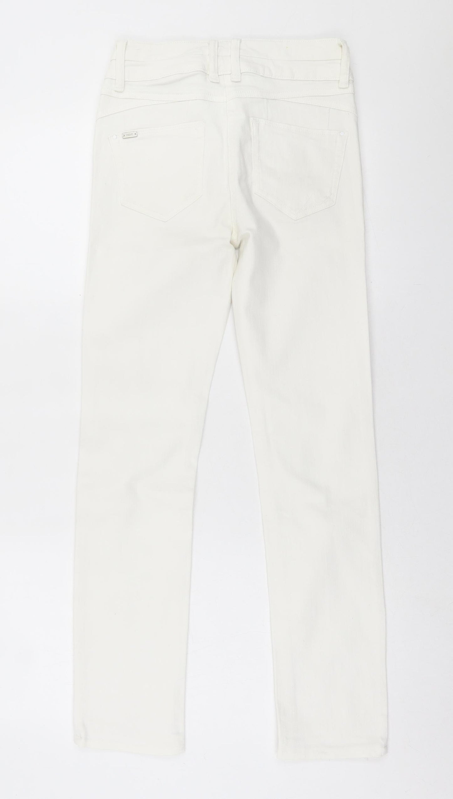 NEXT Womens White  Cotton Straight Jeans Size 6 L28 in Regular Button