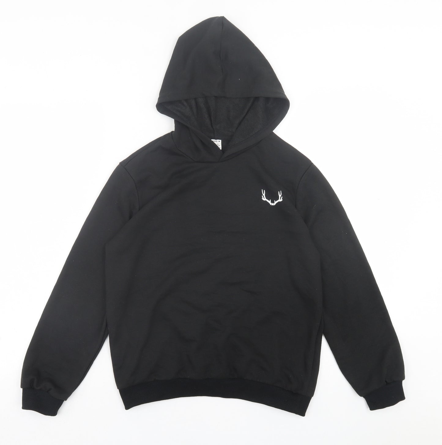 SheIn Boys Black  Cotton Pullover Hoodie Size 11-12 Years  Pullover