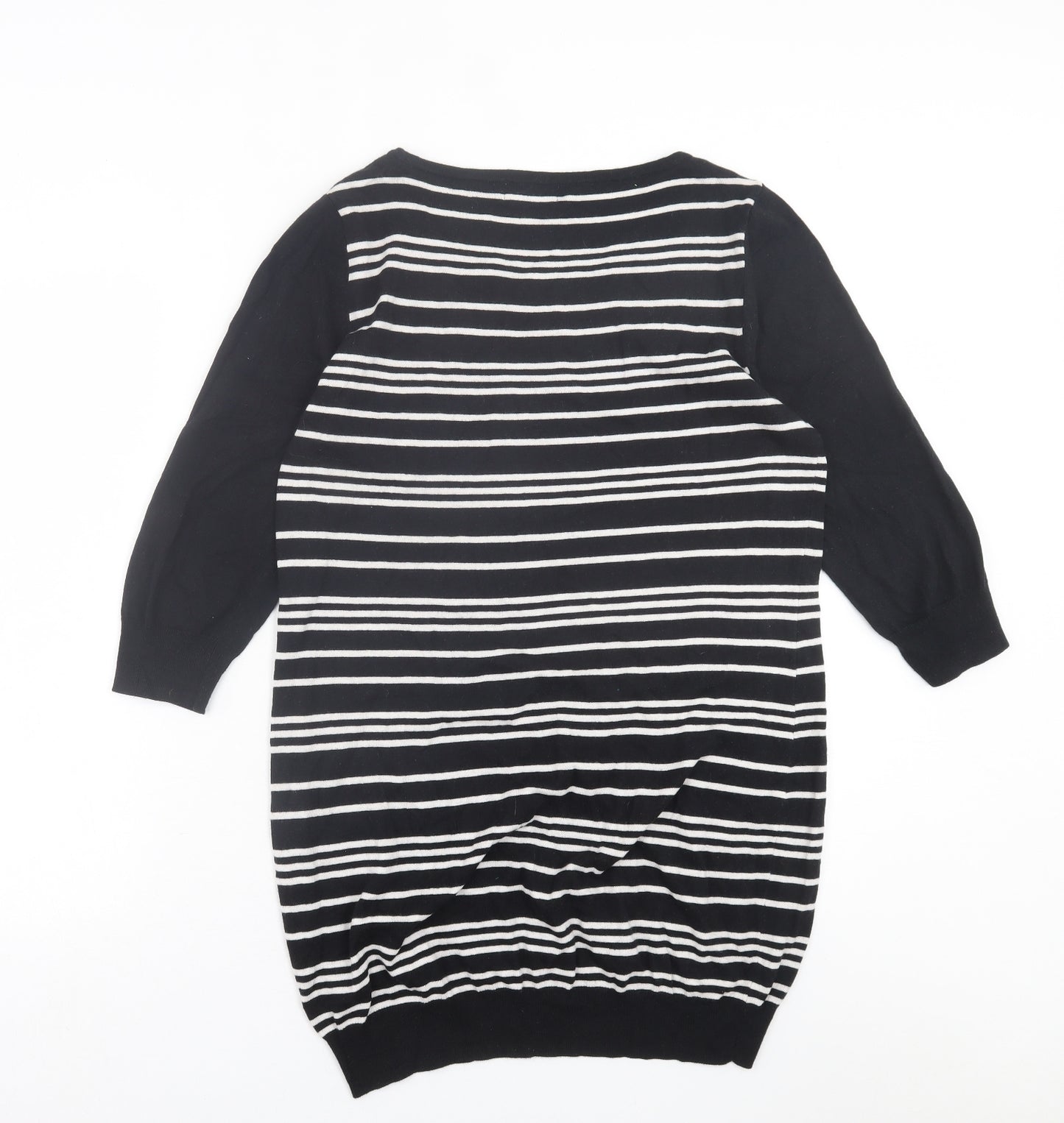 NEXT Womens Black Striped Cotton A-Line  Size 14  Crew Neck Pullover