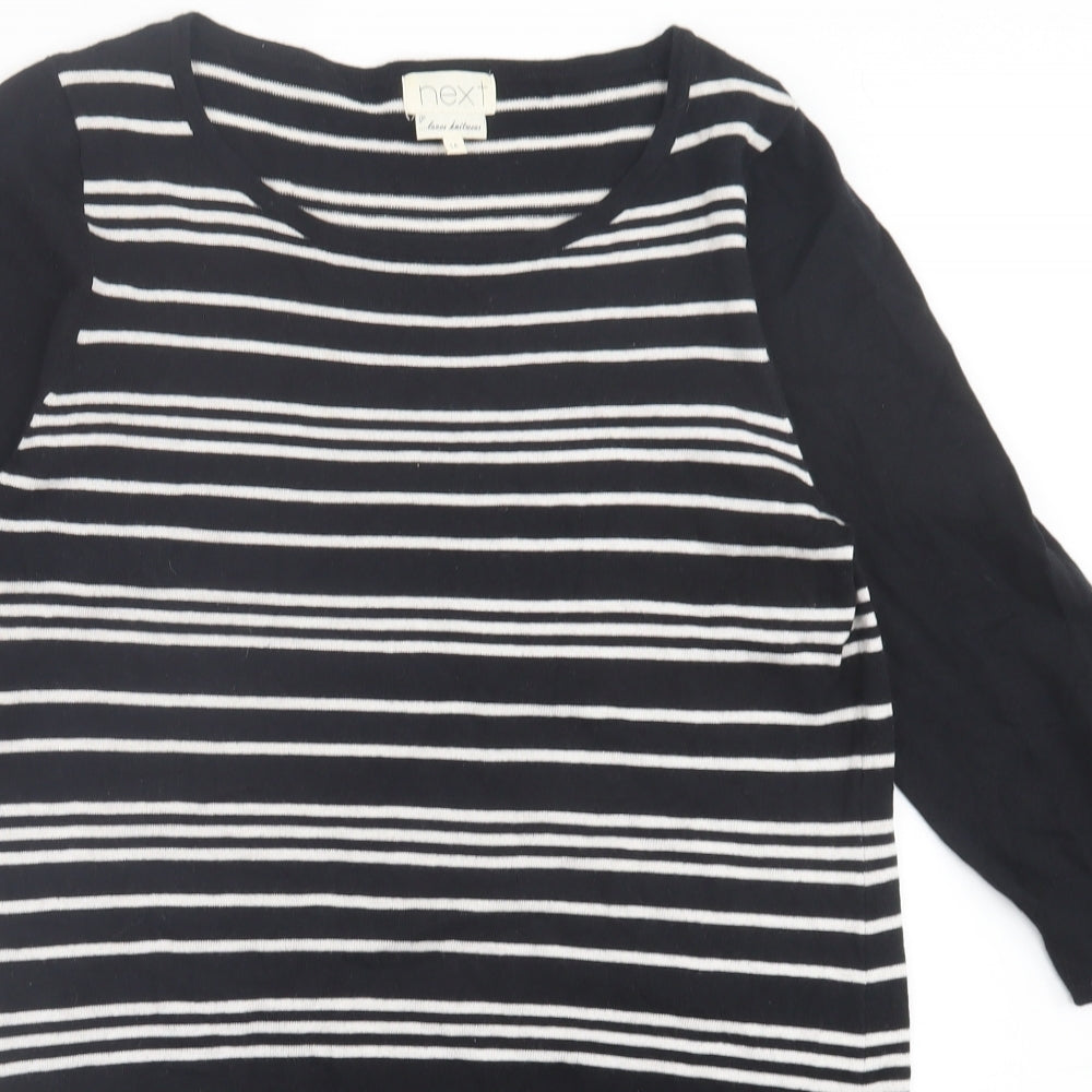 NEXT Womens Black Striped Cotton A-Line  Size 14  Crew Neck Pullover
