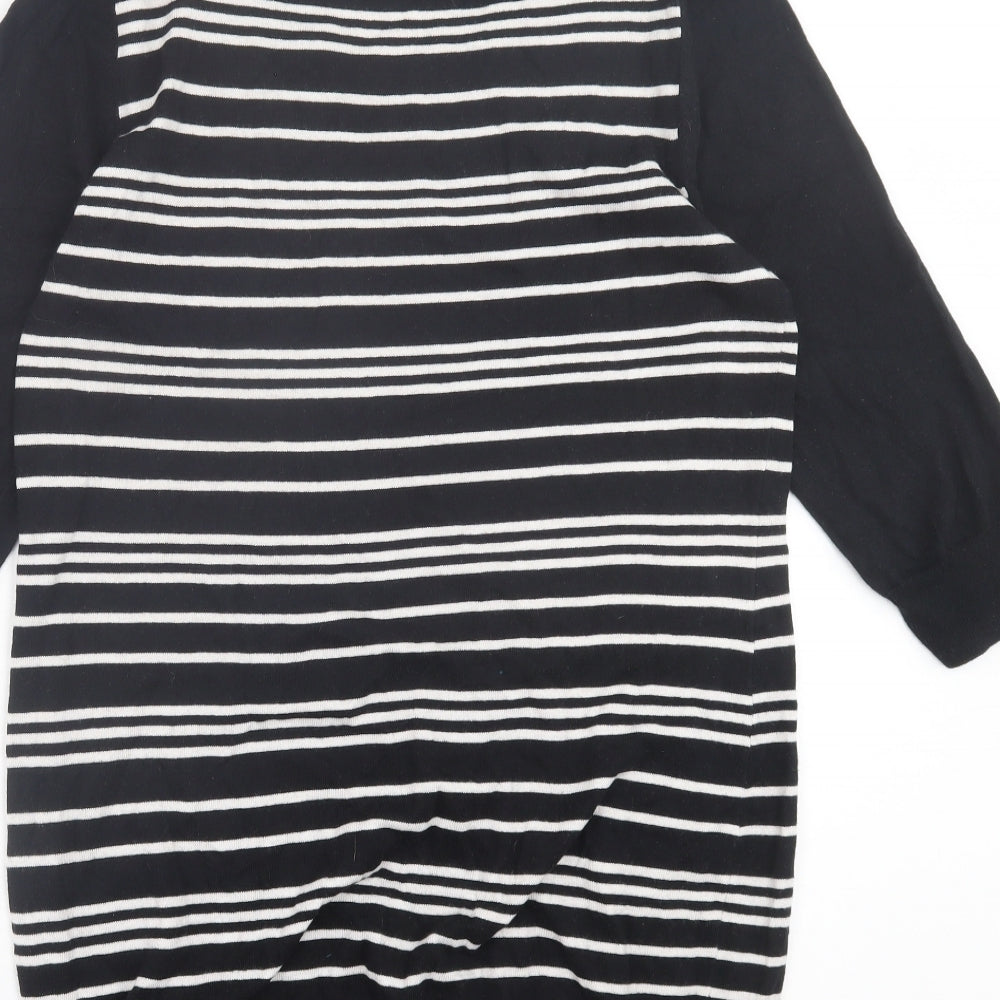 NEXT Womens Black Striped Cotton A-Line  Size 14  Crew Neck Pullover