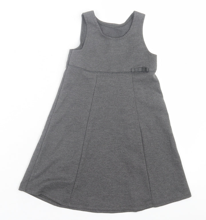 Damart Girls Grey Polyester A-Line Size 3-4 Years Crew Neck Pullover - School Wear