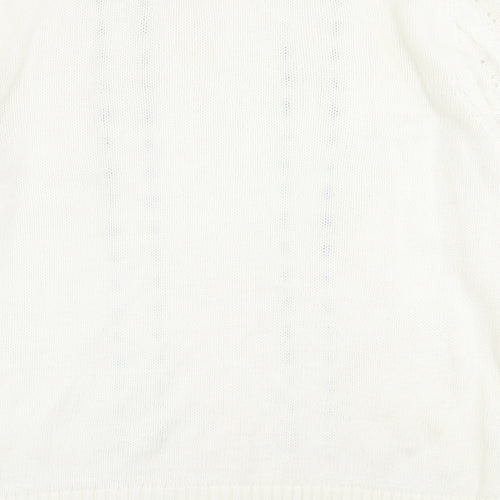 Papaya Womens White Crew Neck Geometric Acrylic Pullover Jumper Size M
