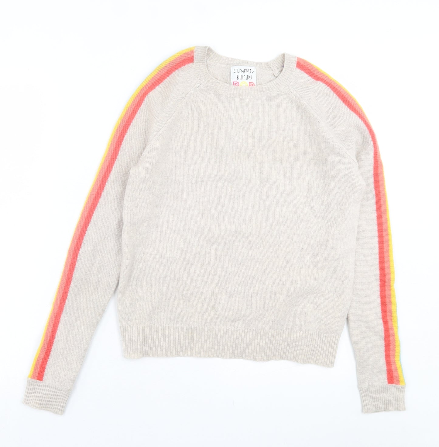 Clements Ribeiro Womens Multicoloured Crew Neck Striped Wool Pullover Jumper Size 10
