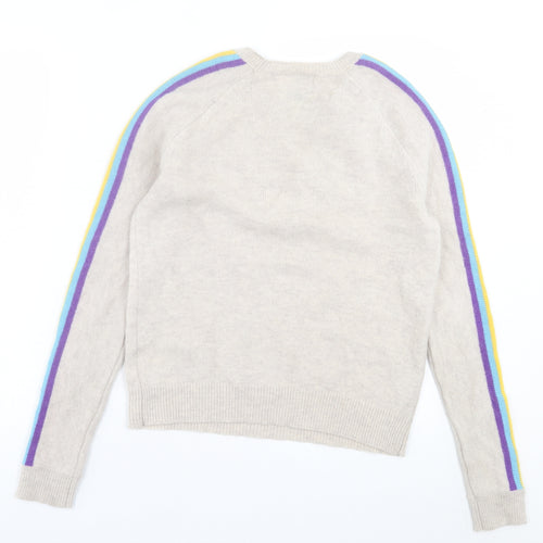 Clements Ribeiro Womens Multicoloured Crew Neck Striped Wool Pullover Jumper Size 10
