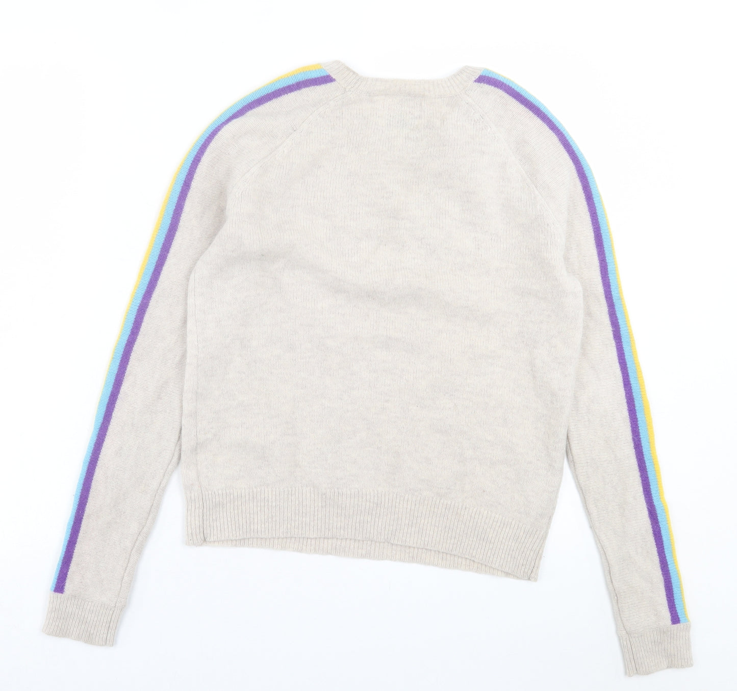 Clements Ribeiro Womens Multicoloured Crew Neck Striped Wool Pullover Jumper Size 10