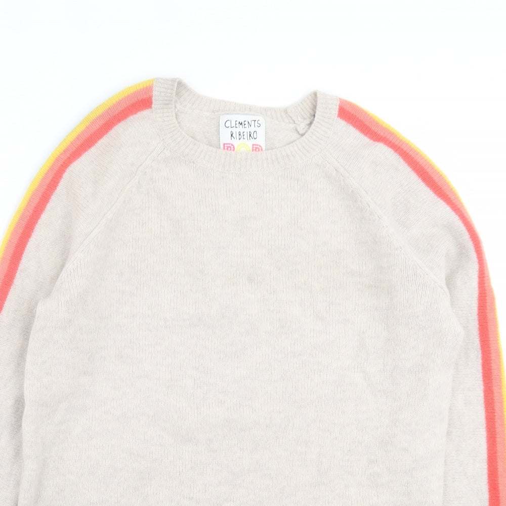 Clements Ribeiro Womens Multicoloured Crew Neck Striped Wool Pullover Jumper Size 10