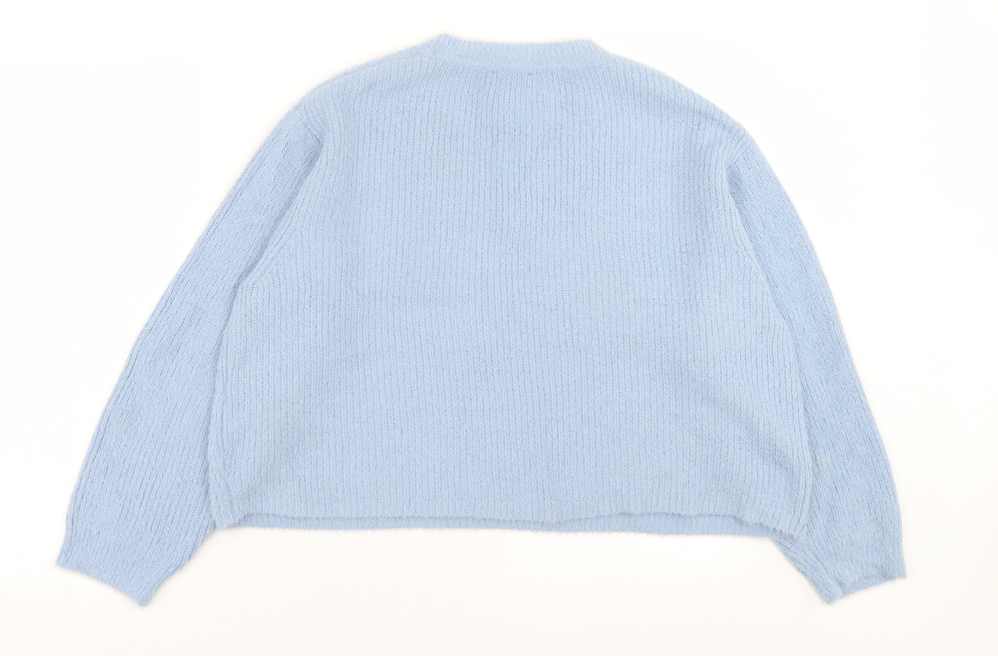 New Look Womens Blue V-Neck  Nylon Pullover Jumper Size S