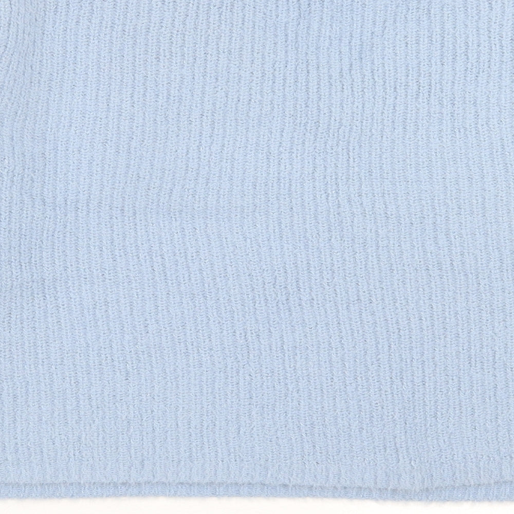 New Look Womens Blue V-Neck  Nylon Pullover Jumper Size S