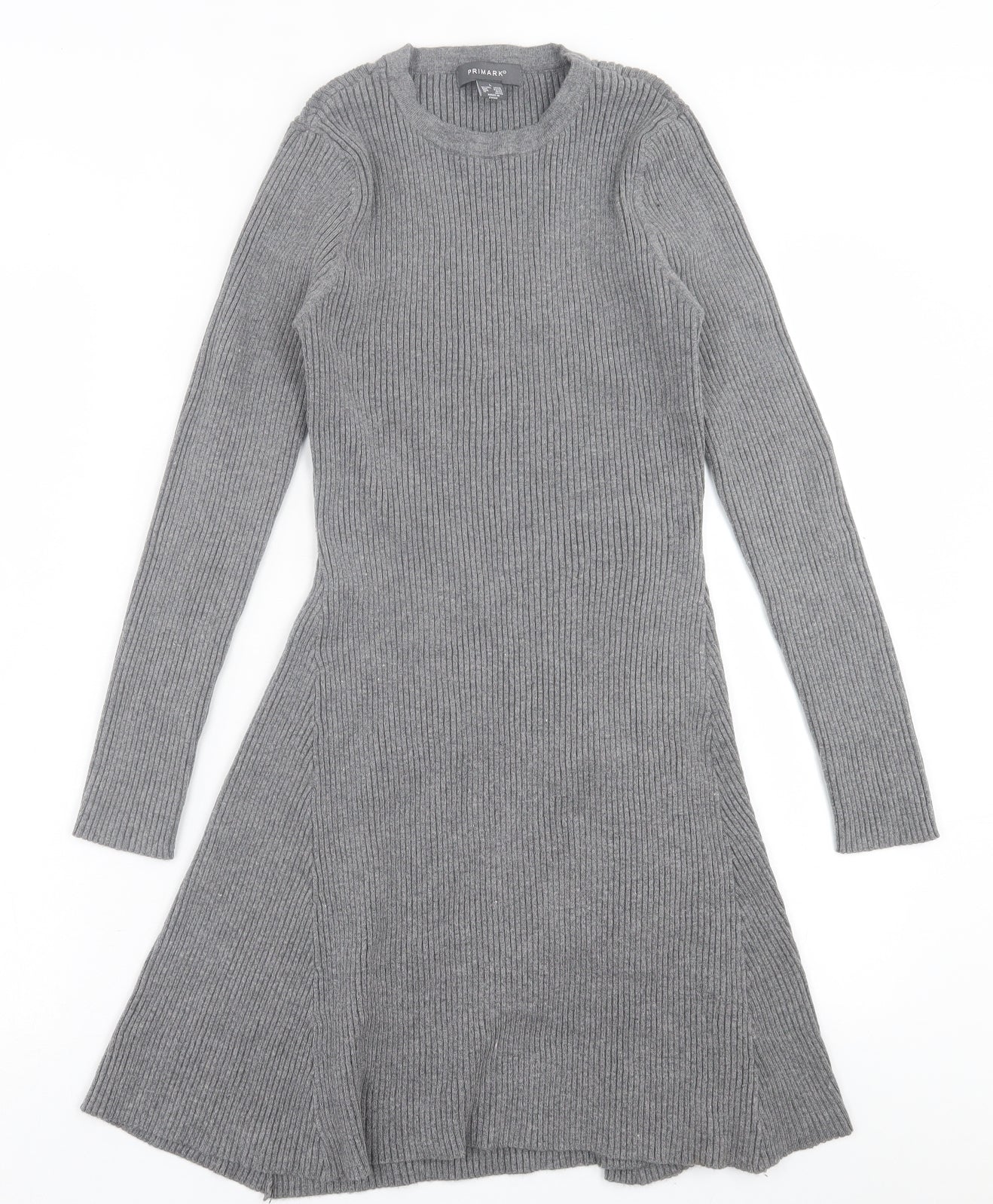 Primark Womens Grey  Viscose Jumper Dress  Size L  Crew Neck Pullover