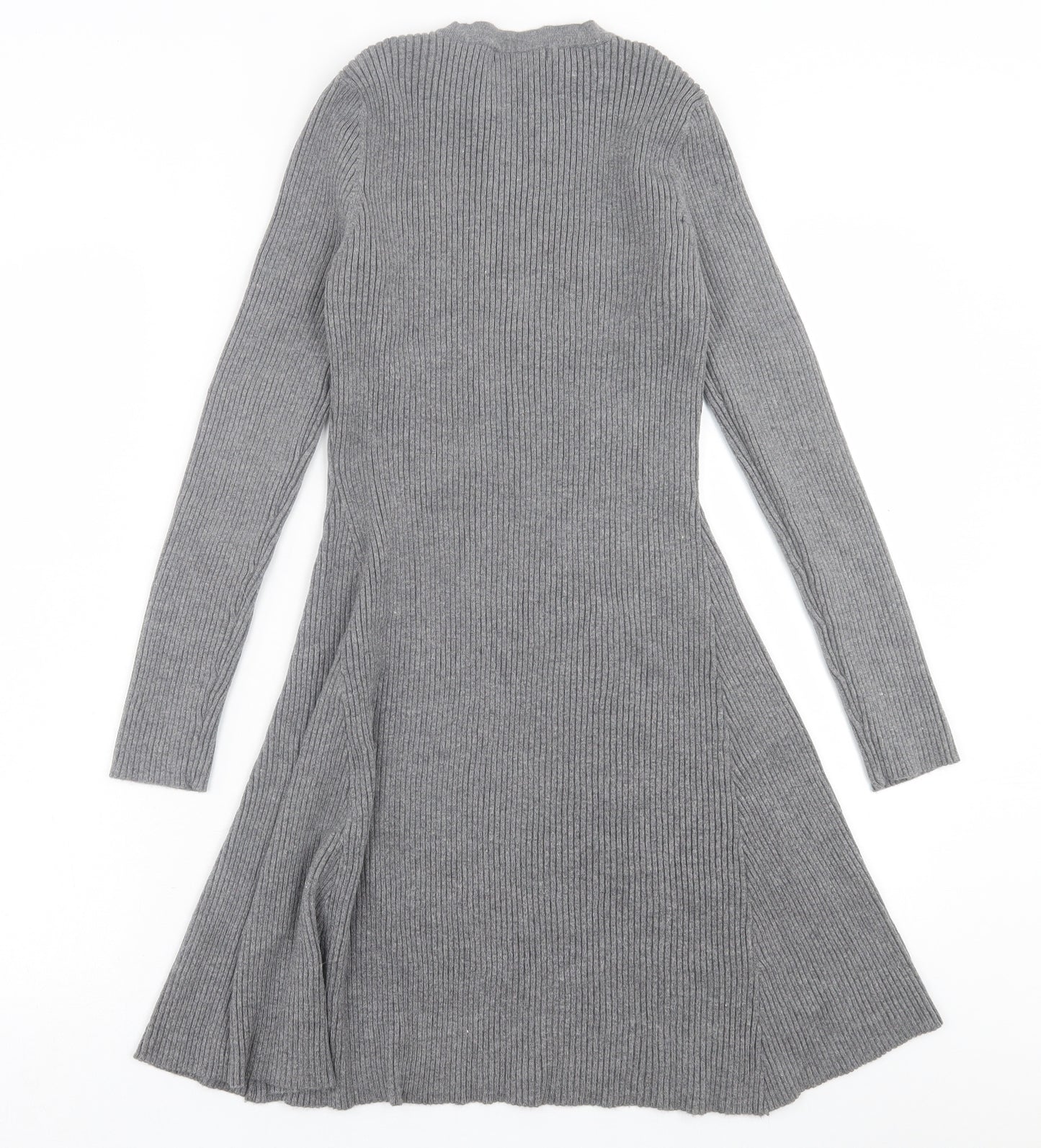 Primark Womens Grey  Viscose Jumper Dress  Size L  Crew Neck Pullover