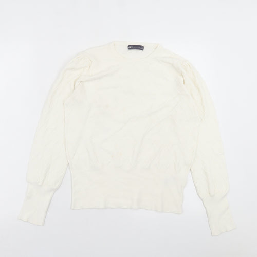 Marks and Spencer Womens Ivory Crew Neck Argyle/Diamond Viscose Pullover Jumper Size 12