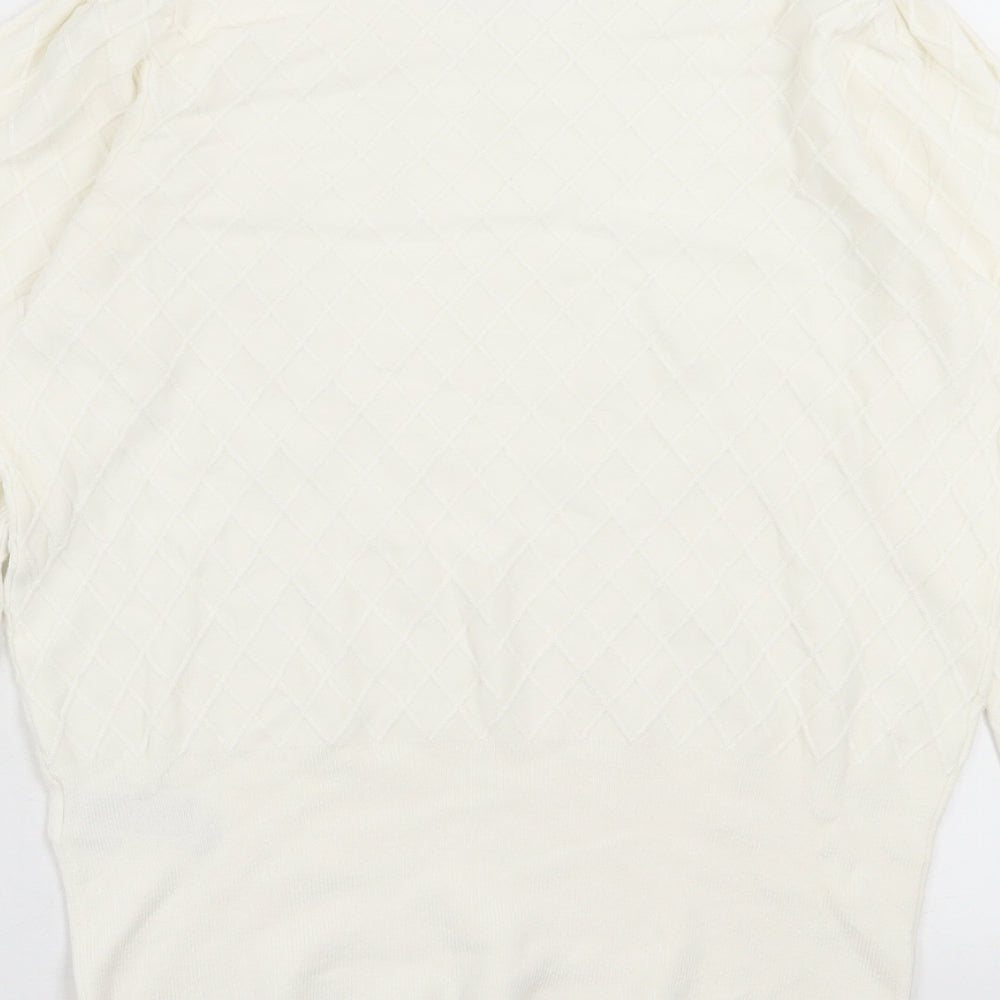 Marks and Spencer Womens Ivory Crew Neck Argyle/Diamond Viscose Pullover Jumper Size 12